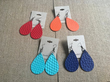 Load image into Gallery viewer, Large, Teardrop, Patterned Faux Leather, Dangle Earrings in Bright Colors