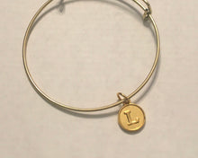 Load image into Gallery viewer, Letter, Alphabet, Initial, Expandable Charm Bracelet with Letter Charm and bracelet color of your choice