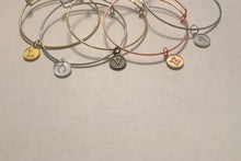 Load image into Gallery viewer, Letter, Alphabet, Initial, Expandable Charm Bracelet with Letter Charm and bracelet color of your choice