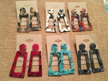 Load image into Gallery viewer, Large, Retro, Tortoise Shell, Geometric, Resin, Drop Earrings in various colors