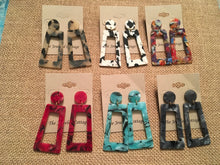 Load image into Gallery viewer, Large, Retro, Tortoise Shell, Geometric, Resin, Drop Earrings in various colors