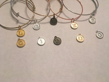 Load image into Gallery viewer, Letter, Alphabet, Initial, Expandable Charm Bracelet with Letter Charm and bracelet color of your choice