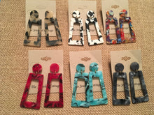 Load image into Gallery viewer, Large, Retro, Tortoise Shell, Geometric, Resin, Drop Earrings in various colors