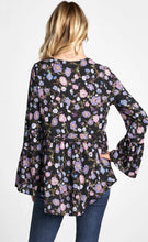 Load image into Gallery viewer, Cotton Bleu-Women’s Peasant Top #6298-WAS $59.00, Now $39.99- in Black Print
