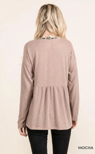 Load image into Gallery viewer, Cotton Bleu-Women's Top #11576, WAS $59.00, Now $39.99- Mocha with Leopard print pocket and trim

