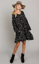 Load image into Gallery viewer, Cotton Bleu-Women’s Short Peasant Dress #71022, WAS $89.00, Now $49.99- in Black Print
