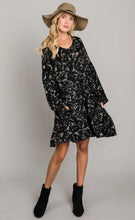 Load image into Gallery viewer, Cotton Bleu-Women’s Short Peasant Dress #71022, WAS $89.00, Now $49.99- in Black Print
