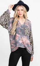 Load image into Gallery viewer, Cotton Bleu-Women’s Top #11570-WAS $59.00, Now $39.99-in Navy, Mauve &amp; Leopard Print
