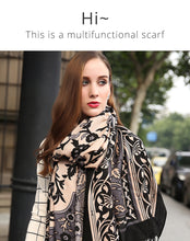 Load image into Gallery viewer, SALE-Luxurious Shawl, Pashmina or Scarf In Peach, Black and Gray Colorations.
