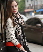 Load image into Gallery viewer, SALE-Luxurious Shawl, Pashmina or Scarf In Peach, Black and Gray Colorations.
