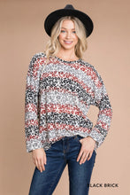 Load image into Gallery viewer, Cotton Bleu-Women’s Top # 12050, WAS $59.00, Now $39.99- In Black/Brick  Leopard Print
