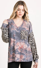 Load image into Gallery viewer, Cotton Bleu-Women’s Top #11570-WAS $59.00, Now $39.99-in Navy, Mauve &amp; Leopard Print
