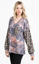 Load image into Gallery viewer, Cotton Bleu-Women’s Top #11570-WAS $59.00, Now $39.99-in Navy, Mauve &amp; Leopard Print

