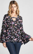 Load image into Gallery viewer, Cotton Bleu-Women’s Peasant Top #6298-WAS $59.00, Now $39.99- in Black Print
