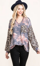 Load image into Gallery viewer, Cotton Bleu-Women’s Top #11570-WAS $59.00, Now $39.99-in Navy, Mauve &amp; Leopard Print
