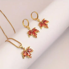 Load image into Gallery viewer, Maple Leaf Earring and Necklace Set
