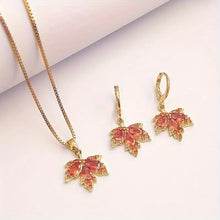 Load image into Gallery viewer, Maple Leaf Earring and Necklace Set
