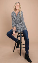 Load image into Gallery viewer, Cotton Bleu-Women’s Top #13010- WAS $59.00, Now $39.99- Blouse in Charcoal Print
