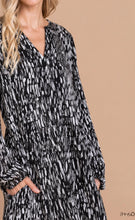 Load image into Gallery viewer, Cotton Bleu-Short Peasant Dress #71001, WAS $89.00, Now $49.99- in Black/White Print
