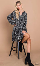 Load image into Gallery viewer, Cotton Bleu-Short Peasant Dress #71001, WAS $89.00, Now $49.99- in Black/White Print
