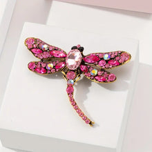 Load image into Gallery viewer, Large Crystal Dragonfly Pins-Choose color from drop down list
