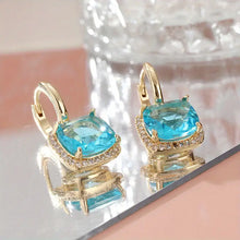 Load image into Gallery viewer, Petite Aqua and Crystal Drop Earrings for Formal Occasions
