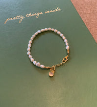 Load image into Gallery viewer, Single Strand Freshwater Pearl Bracelet with Pink Crystal Charm
