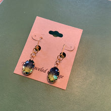 Load image into Gallery viewer, Lovely Drop Earrings in Blue, Green, AB (Aurora Borealis) Faceted Crystal Colorations
