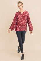 Load image into Gallery viewer, Cotton Bleu-Women’s Top #62311-WAS $59.00, Now $39.99- in Maroon Print Combo
