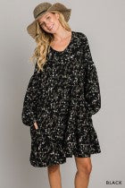 Cotton Bleu-Women’s Short Peasant Dress #71022, WAS $89.00, Now $49.99- in Black Print