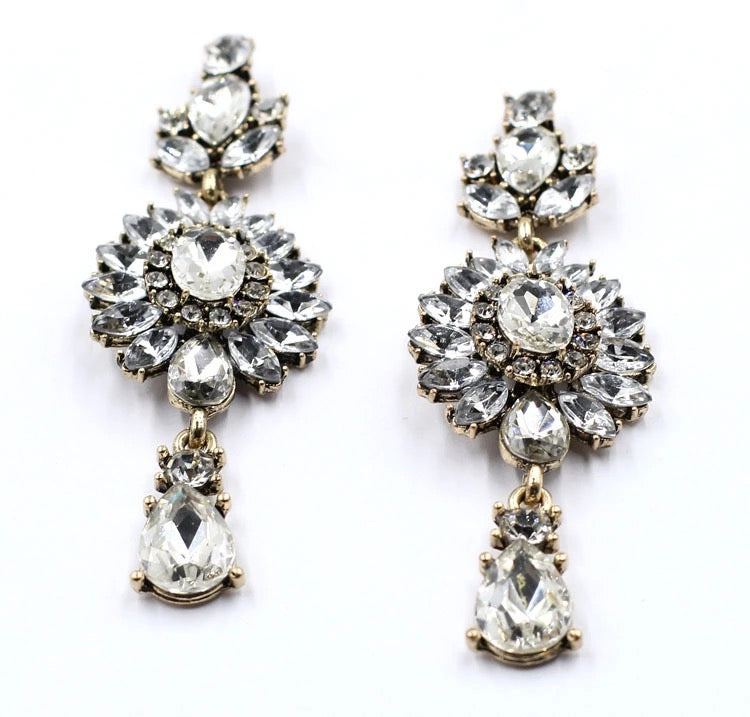 Lovely, Feminine, Bridal Drop Earrings, CZ Crystal Design