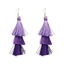 Load image into Gallery viewer, Triple Tassel Dangle Earrings in a variety of Color Combinations-On Sale!
