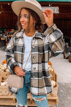 Load image into Gallery viewer, Women’s Shacket-SALE-Was $99.00, Now $39.99, Long Sleeved, Button Up, Plaid Coat in Beige, Grey and Cream Colorations
