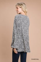 Load image into Gallery viewer, Cotton Bleu-Women’s Top #13010- WAS $59.00, Now $39.99- Blouse in Charcoal Print
