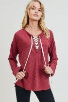 Cotton Bleu-Women’s Top #61778-WAS $59.00, Now $39.99- Shoe Lace Design Closure