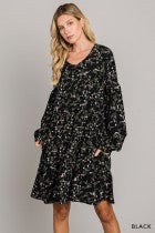 Load image into Gallery viewer, Cotton Bleu-Women’s Short Peasant Dress #71022, WAS $89.00, Now $49.99- in Black Print
