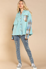 Load image into Gallery viewer, POL Shacket/Jacket-#59-Women’s Distressed Shacket/Jacket in Blue Lemonade Multi Colorations, WAS $79.99, Now $59.99
