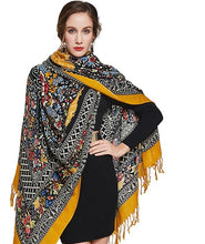 Load image into Gallery viewer, SALE-Luxurious Shawl, Pashmina or Scarf in Yellow, Black and Red Colorations
