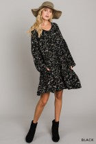 Load image into Gallery viewer, Cotton Bleu-Women’s Short Peasant Dress #71022, WAS $89.00, Now $49.99- in Black Print
