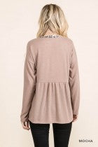 Load image into Gallery viewer, Cotton Bleu-Women&#39;s Top #11576, WAS $59.00, Now $39.99- Mocha &amp; Leopard print
