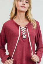 Load image into Gallery viewer, Cotton Bleu-Women’s Top #61778-WAS $59.00, Now $39.99- Shoe Lace Design Closure
