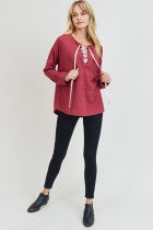 Load image into Gallery viewer, Cotton Bleu-Women’s Top #61778-WAS $59.00, Now $39.99- Shoe Lace Design Closure
