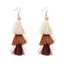 Load image into Gallery viewer, Triple Tassel Dangle Earrings in a variety of Color Combinations-On Sale!
