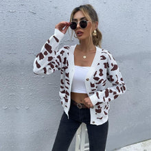 Load image into Gallery viewer, ON SALE!-WAS $59.00,Now $39.99 Women’s, V Neck Leopard Print, Soft, Casual Knit Cardigan in Brown/White Colorations
