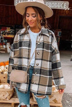 Load image into Gallery viewer, Women’s Shacket-SALE-Was $99.00, Now $39.99, Long Sleeved, Button Up, Plaid Coat in Beige, Grey and Cream Colorations
