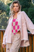 Load image into Gallery viewer, POL Jacket # 1165D-Women’s Pink Shacket in Solid Powder Pink Coloration, WAS 128.00, NOW $59.99
