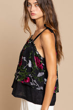 Load image into Gallery viewer, POL-Cami-NOW $39.00-#614 Spaghetti Strap, Velvet Burn Out, in Black/Green/Rose Colorations
