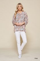 Load image into Gallery viewer, Cotton Bleu-Women’s Top #11708, WAS $59.00, Now $39.99- In Pink Print
