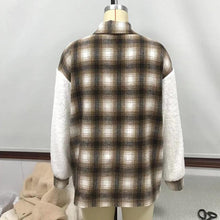 Load image into Gallery viewer, ON SALE!-Plaid, Patchwork, Fleece Jacket in Cream and Grey/Brown Colorations-WAS $79.00, NOW $39.99
