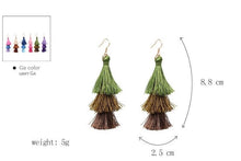 Load image into Gallery viewer, Triple Tassel Dangle Earrings in a variety of Color Combinations-On Sale!
